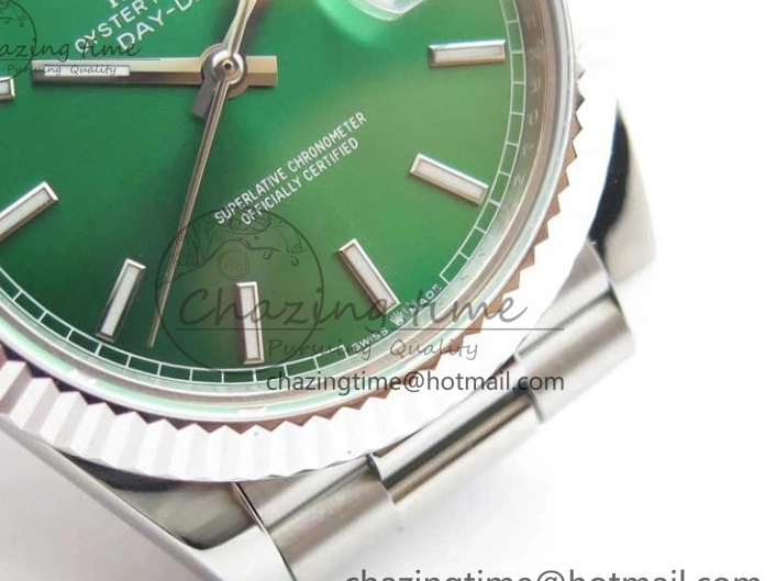 on SS SS Dial Day-Date Dial Green 904 New Markers Bracelet A2836 228239 Version BP 40mm President Stick 0313